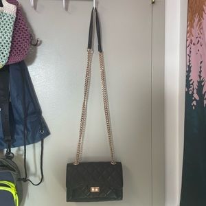 Black Crossbody Bag W/ Gold Chain Straps